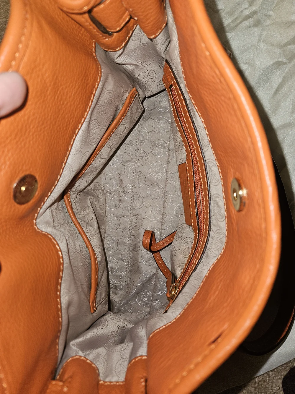 Michael Kors Hamilton Set, Burnt Orange Woven Leather Satchel/Crossbody/Coin Pur